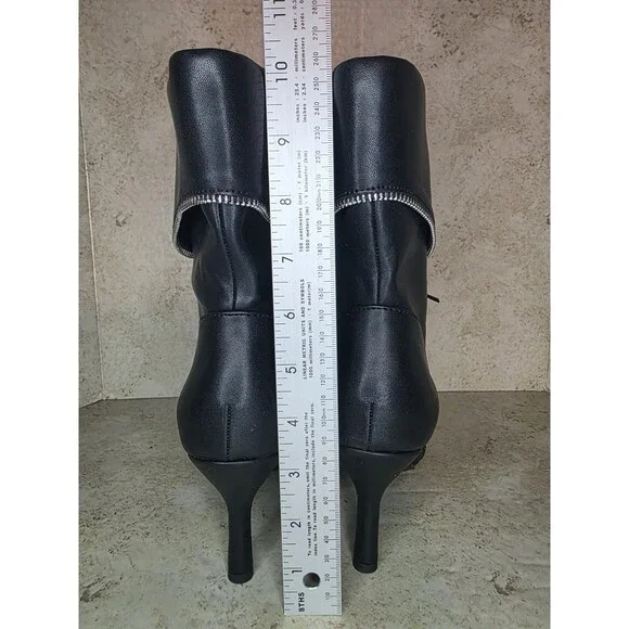 A New Day Mickey Boots Women Sz 10 Pointed Toe Ankle Moto Kitten Heels Black NWT - Picture 4 of 10